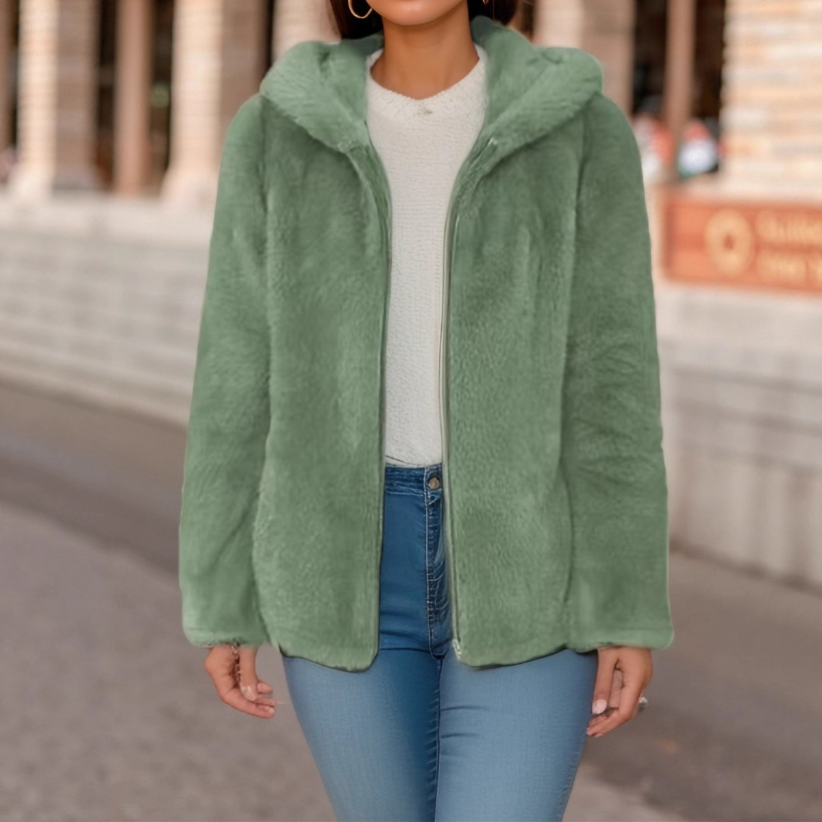Fleece-lined Double-sided Coral Fleece Hooded Warm Jacket - Image 3