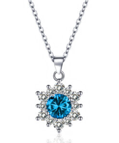 Elegant Full-diamond Snowflake Stud Earrings Pendant Necklace And Ring Jewelry Set - Image 5