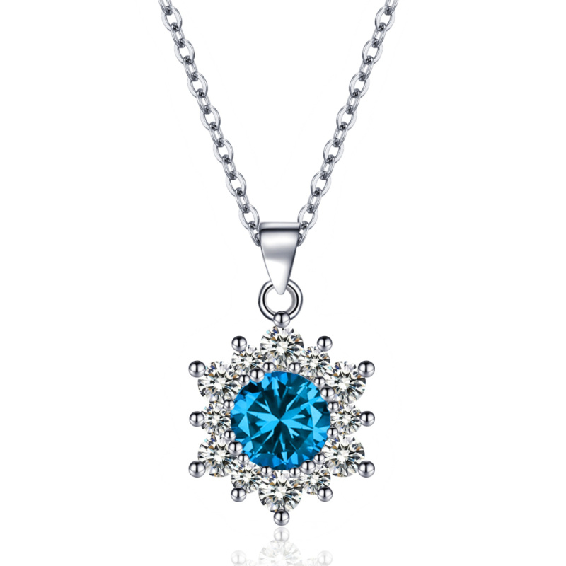 Elegant Full-diamond Snowflake Stud Earrings Pendant Necklace And Ring Jewelry Set - Image 5