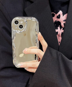 Silver Electroplated Cream Grain Phone Case