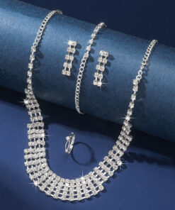 Claw Chain Necklace Bracelet Earrings Four-piece Ring Set Pack - Image 4