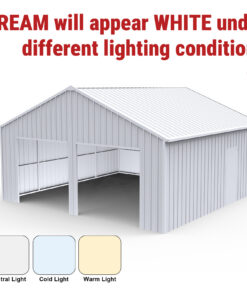 22FT x 23 FT Double Garage Steel Barn Shed – Cream Heavy Duty Metal Garage Storage Shed - The customer must have unloading capabilities, such as a forklift or crane - Image 7