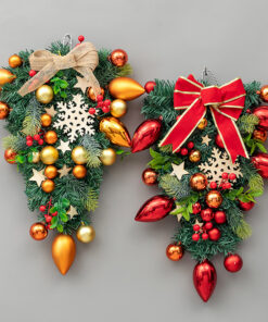 Christmas Decoration Upside Down Christmas Tree Horn Rattan Christmas Wreath