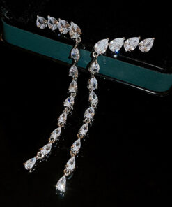 Alternative view of Zircon Teardrop Tassel Earrings For Women