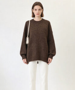 Alternative view of Solid-color Crew-neck Korean-style Loose-fit Cozy Knit Sweater