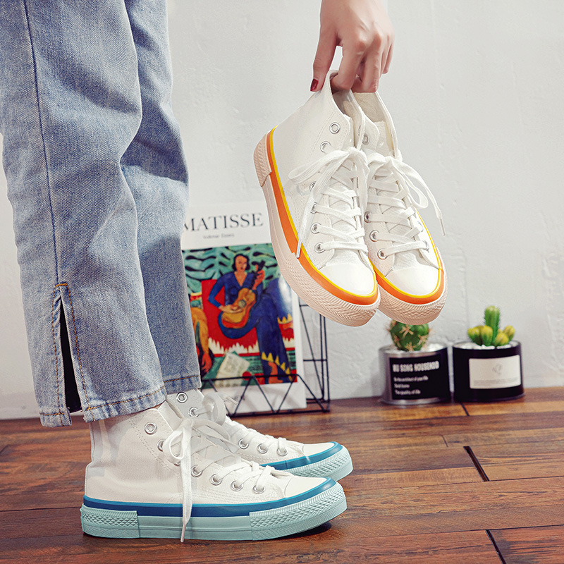 Cream Canvas Shoes Female Students High-top - Image 2