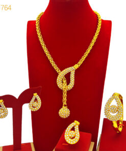 Alternative view of Best-selling Dubai Bride 24k Gold-plated Necklace Bracelet Earring Ring Four-piece Set