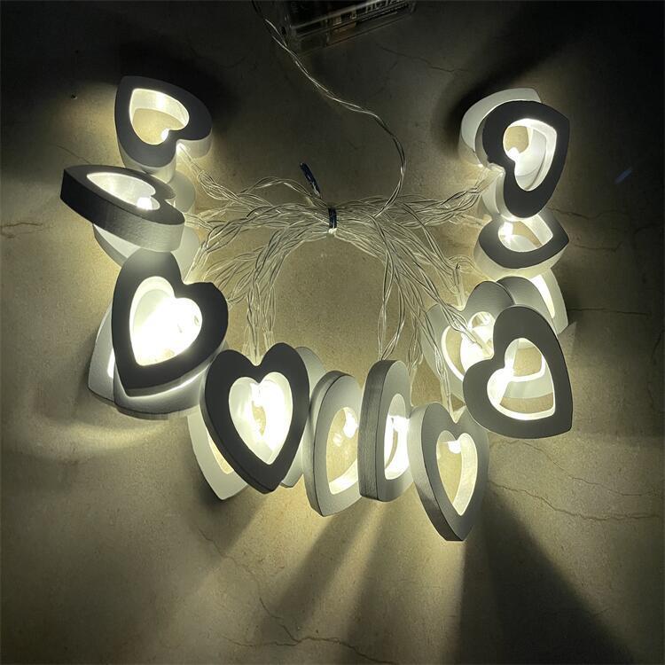 LED Wood Love Heart Lighting Chain String - Image 2