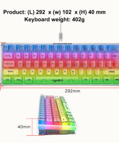 Wired Membrane Keyboard Fully Transparent Gaming Keyboard - Image 5