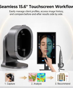 AI Skin Analyzer Device for Face & Scalp – Multi-Light UV and Polarized Imaging, 15.6 Inch Touchscreen, Handheld Scalp Viewer, Client Image Records, Gray - Image 3
