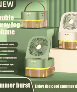 Alternative view of Humidifying Spray Fan Desktop Remote Control Timing Mini Air Cooler Big Wind Mute USB Charging Fan