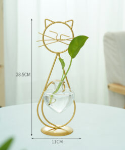Alternative view of Simple Cat Iron Flower Hydroponic Vase