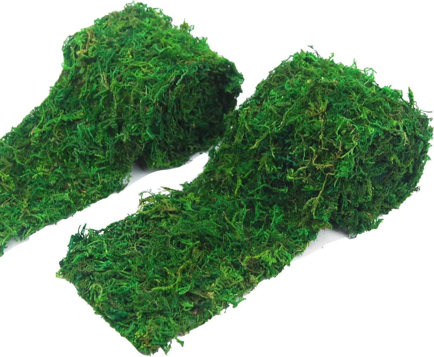 2 Pcs Floral Moss Roll Rug 4" X 48" Dried Moss Mat for Crafts Table Runner Fairy Gardens Wedding Woodland Decor Preserved Green Moss Sheets for Forest Decoration Carpet Grass Wall 10X120Cm