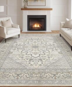 Persian-style Faux Cashmere Washable Floor Mat - Image 8