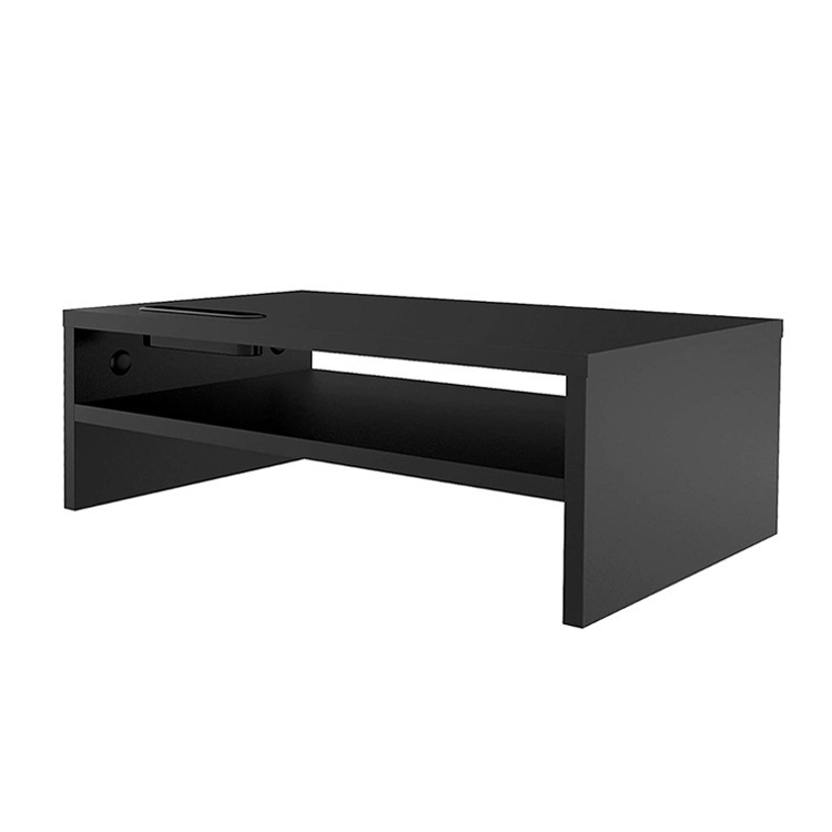High Quality Black Wooden Double Storage Monitor Riser - Image 5