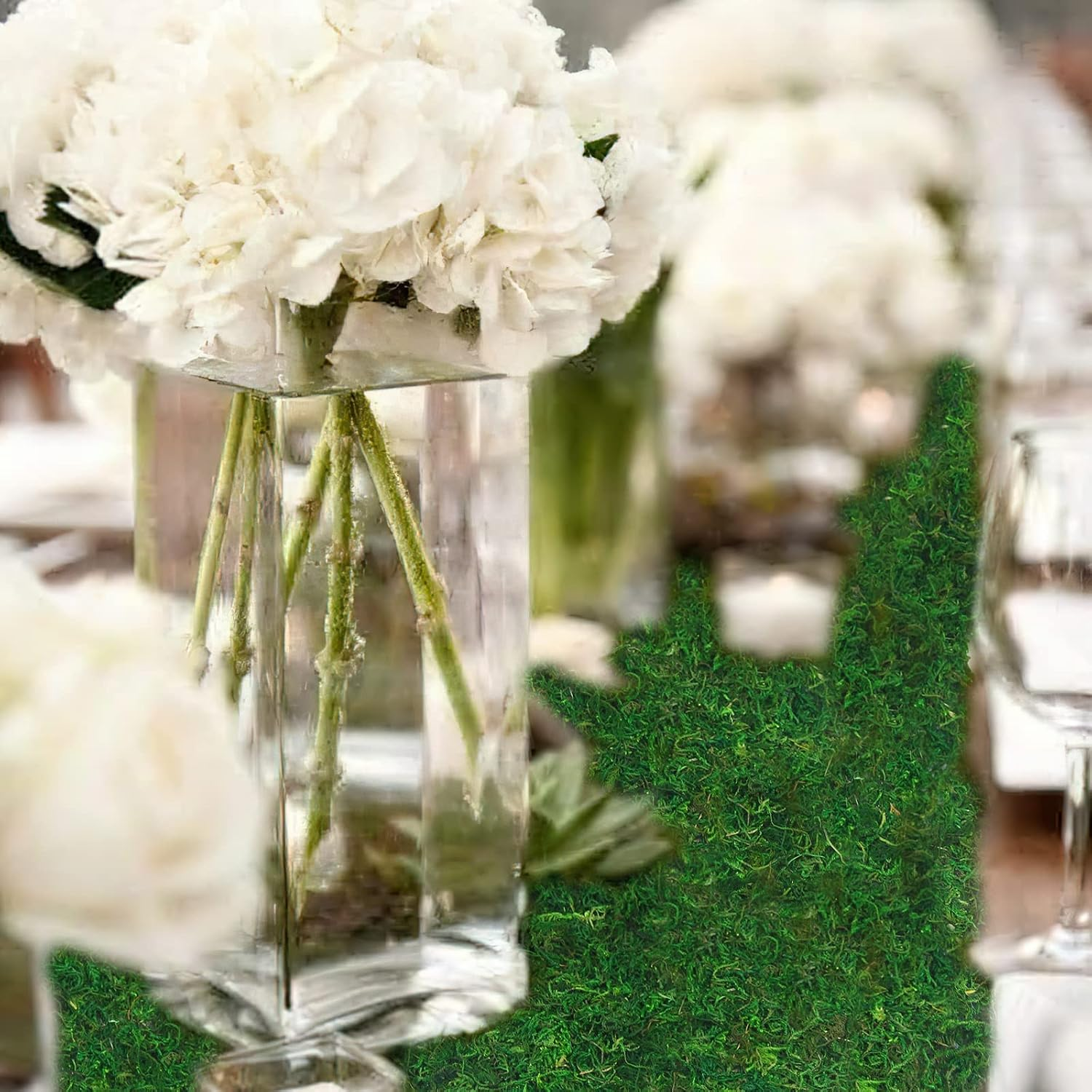 2 Pcs Floral Moss Roll Rug 4" X 48" Dried Moss Mat for Crafts Table Runner Fairy Gardens Wedding Woodland Decor Preserved Green Moss Sheets for Forest Decoration Carpet Grass Wall 10X120Cm - Image 4