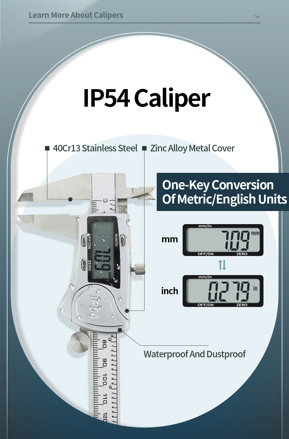 Electronic Digital Display Digital Vernier Caliper 0-150 Stainless Steel Waterproof Industrial High-precision Measuring Tool - Image 4