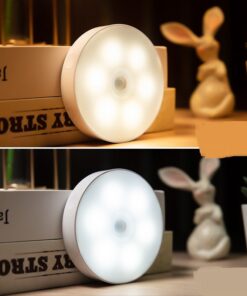 Usb Rechargeable Motion Sensor Light Round Wireless LED Puck Light Kichen Cabinet Lighting Motion Sensor Lamp Night Light