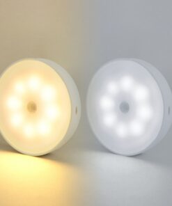 Usb Rechargeable Motion Sensor Light Round Wireless LED Puck Light Kichen Cabinet Lighting Motion Sensor Lamp Night Light - Image 5