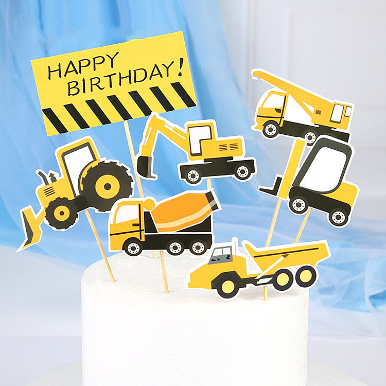 Construction Vehicle Excavator Excavator Forklift Crane Decoration Theme Birthday - Image 8