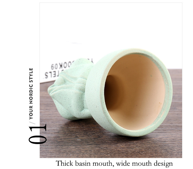 Large Caliber Unfired Ceramic Indoor Plant Air Permeable Flowerpot - Image 6