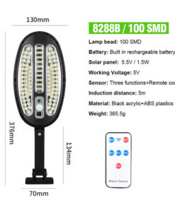 Cross-border New Solar Human Body Sensor Light Street Light Wall Light Garden Sensor Wall Light With Remote Control Outdoor Security Light - Image 3