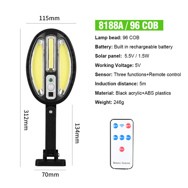 Cross-border New Solar Human Body Sensor Light Street Light Wall Light Garden Sensor Wall Light With Remote Control Outdoor Security Light - Image 2