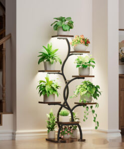Metal Ironwood Indoor Plant Stand With Grow Lightsperfect For Indoor Gardening