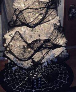 White Spiderweb Halloween Tree Skirt Decorative Floor Mat - Image 3