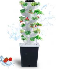 Hydroponics Tower Indoor Growing System Vertical Garden Planter Indoor Smart Garden Kit with Pump and Movable Water Tank Vegetable Plant Gift for Gardening Lover (30-Plants)