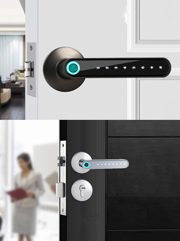 Compatible With Apple, Fingerprint Door Lock Smart Bluetooth Password Handle Lock APP Unlock Keyless Entry Works With IOS Android - Image 4