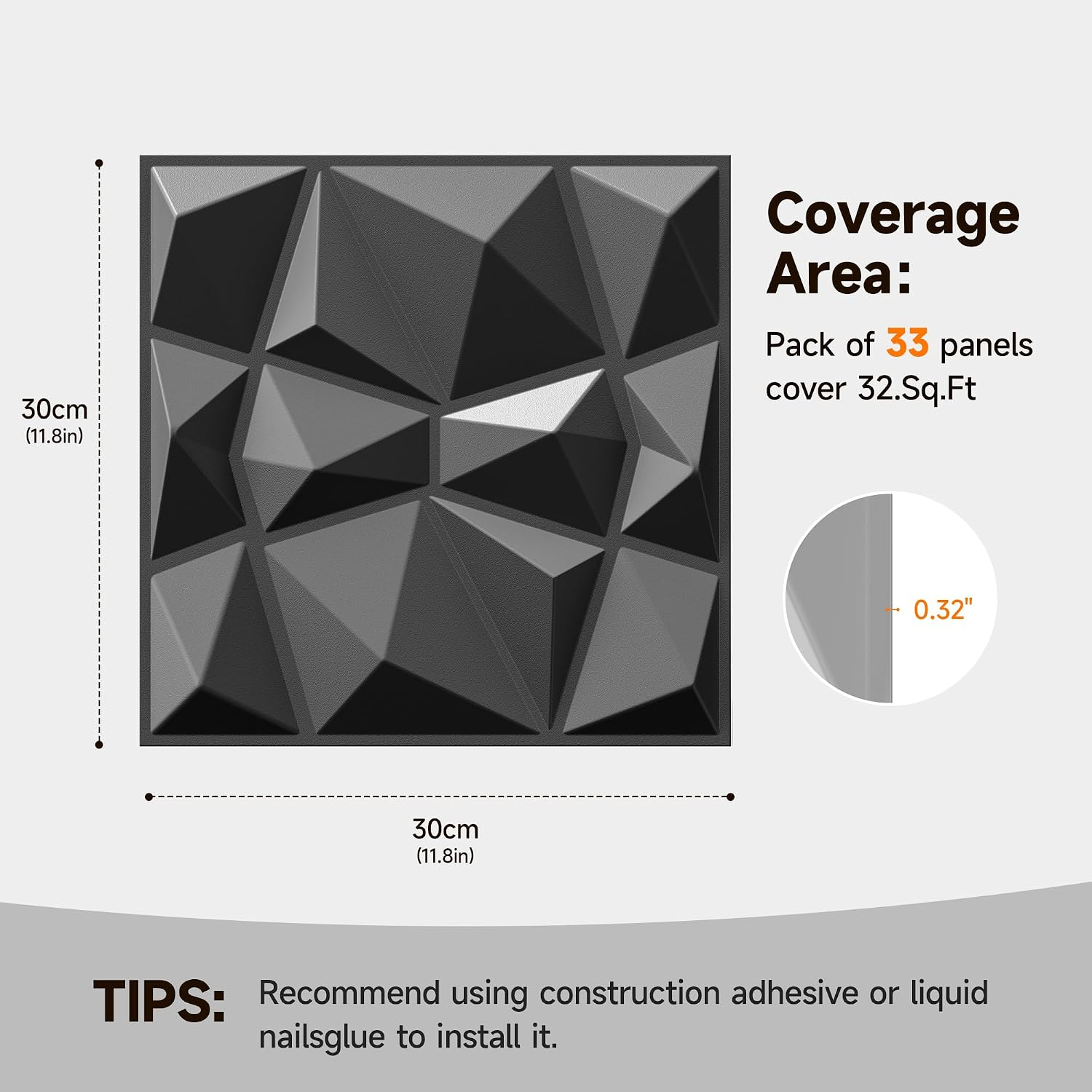 3D Wall Panels, Diamond Textured PVC Accent Wall Panels - Image 2