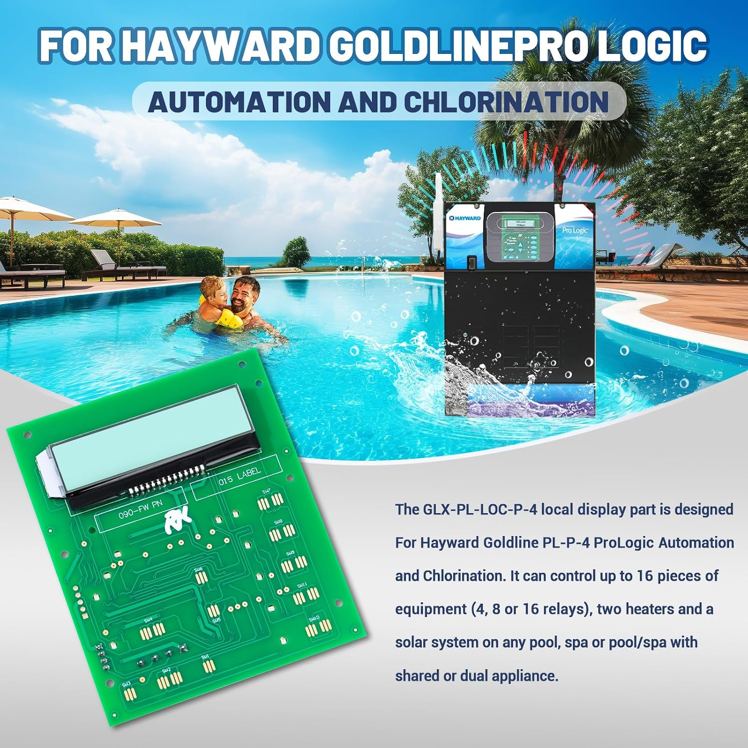 GLX-PL-LOC-P-4 Local Display Control Board Replacement for Hayward PL-P-4 Goldline Pro Logic Automation and Chlorination, for Aquaplus Automation Systems AQL-P-4-CUL - Image 3