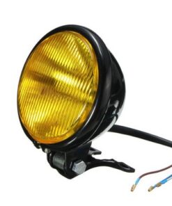 Round Bottom Mount Headlight - Black Amber Lens