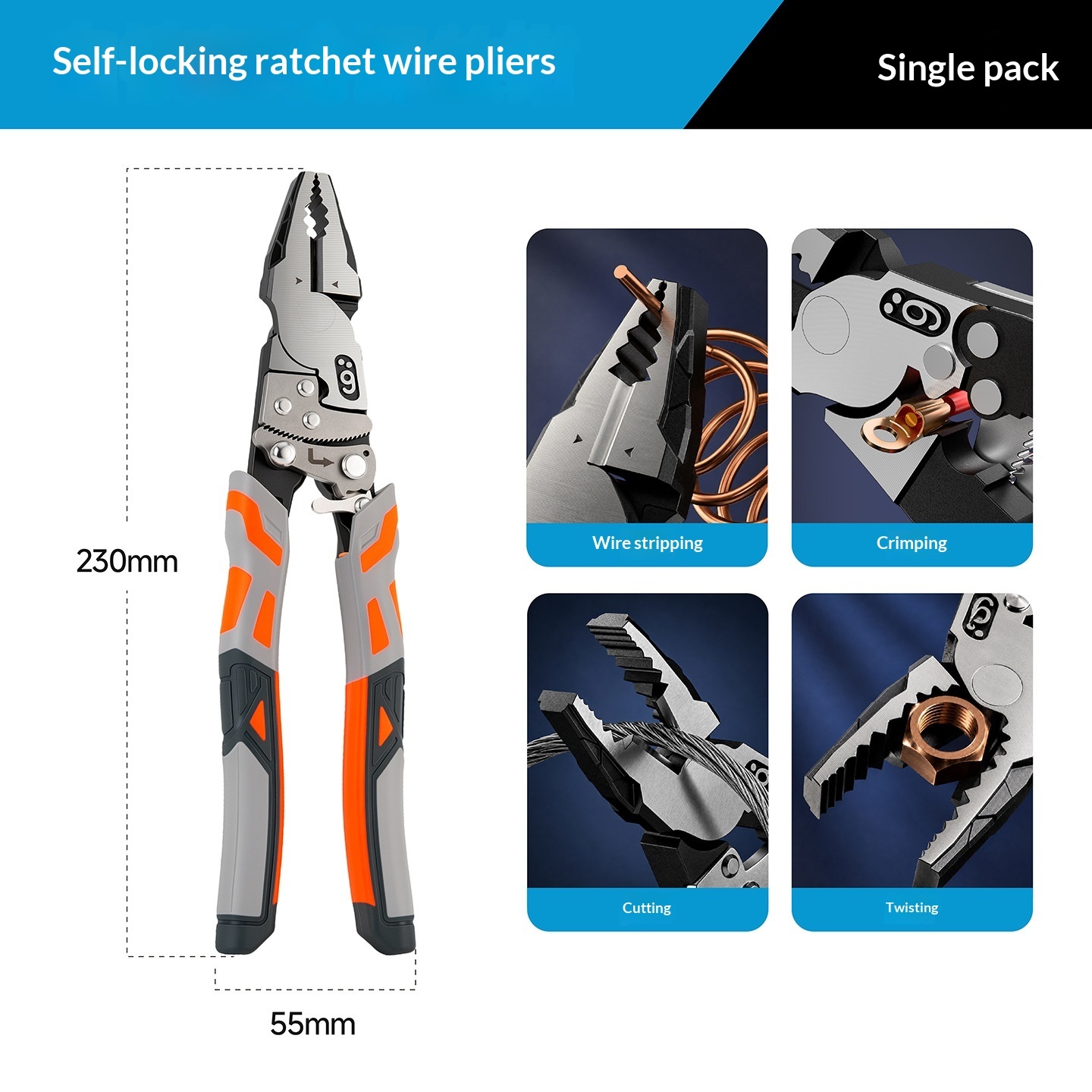 Multi-function Electrician's Wire Stripper Cutter And Crimping Pliers - Image 6