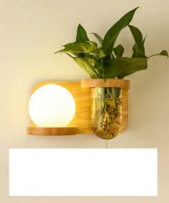 Green Plant Solid Wood Corridor Decoration Bedroom Bed Creative Wall Lamp - Image 4