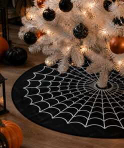 White Spiderweb Halloween Tree Skirt Decorative Floor Mat