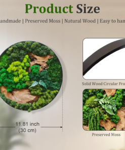 Alternative view of Moss Wall Art Natural Moss and Wood Handcrafted Rustic Charm, Modern Nature Wall Hanging for Living Room & Office, Office, Restaurant, Bar & Cafe No Maintenance (11.81In, Round)