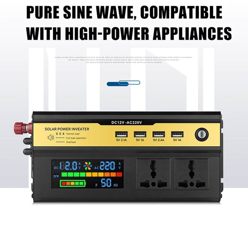 1000W2000W12V Battery Display Smart Display Car Inverter - Image 2