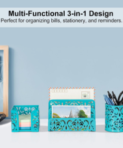 Alternative view of Desk Organizers and Accessories 3 Pieces Office Organizer Set - Pen Holder for Desk, Mail Sorter Countertop and Sticky Note Holder, Dark Teal