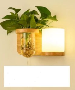 Green Plant Solid Wood Corridor Decoration Bedroom Bed Creative Wall Lamp - Image 6