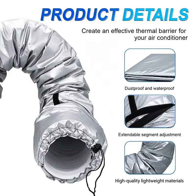 Portable Air Conditioner Hose Cover, Aluminum Foil Insulation, Expandable Dustproof Vent Pipe Sleeve, Energy Saving, Cooling Efficiency - Image 4