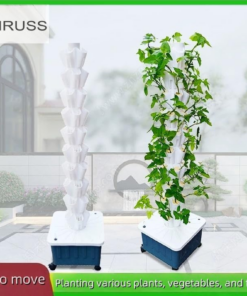 Alternative view of S Hydroponic Growing System Kit, Aeroponic Tower 50 Hole Garden Vertical Vegetable Planting System with Pump and Mobile Water Tank