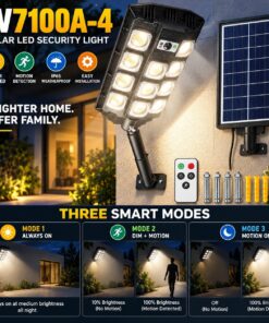 Solar Powered Rechargeable Motion Sensor LED Work Light 4500mAh For Auto W7100A 6 5W Street - Image 4