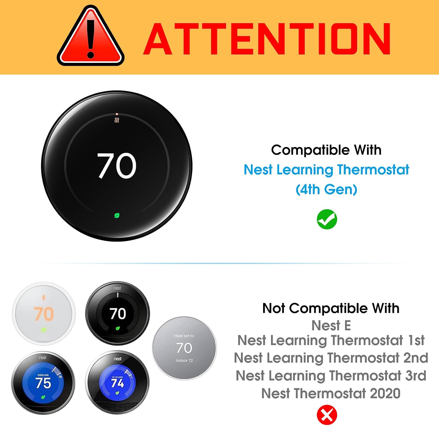 Wall Plate Cover for Google Nest Learning Thermostat 4Th Gen, Black - Image 2