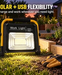 Solar Powered Rechargeable Waterproof LED Work Light 120W For Auto W745A IP67 Street 8x 18650 - Image 6