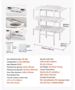 3-Tier Hydroponics Growing System 108 Sites Patio Irrigation Kit with Timed Irrigation - Image 7