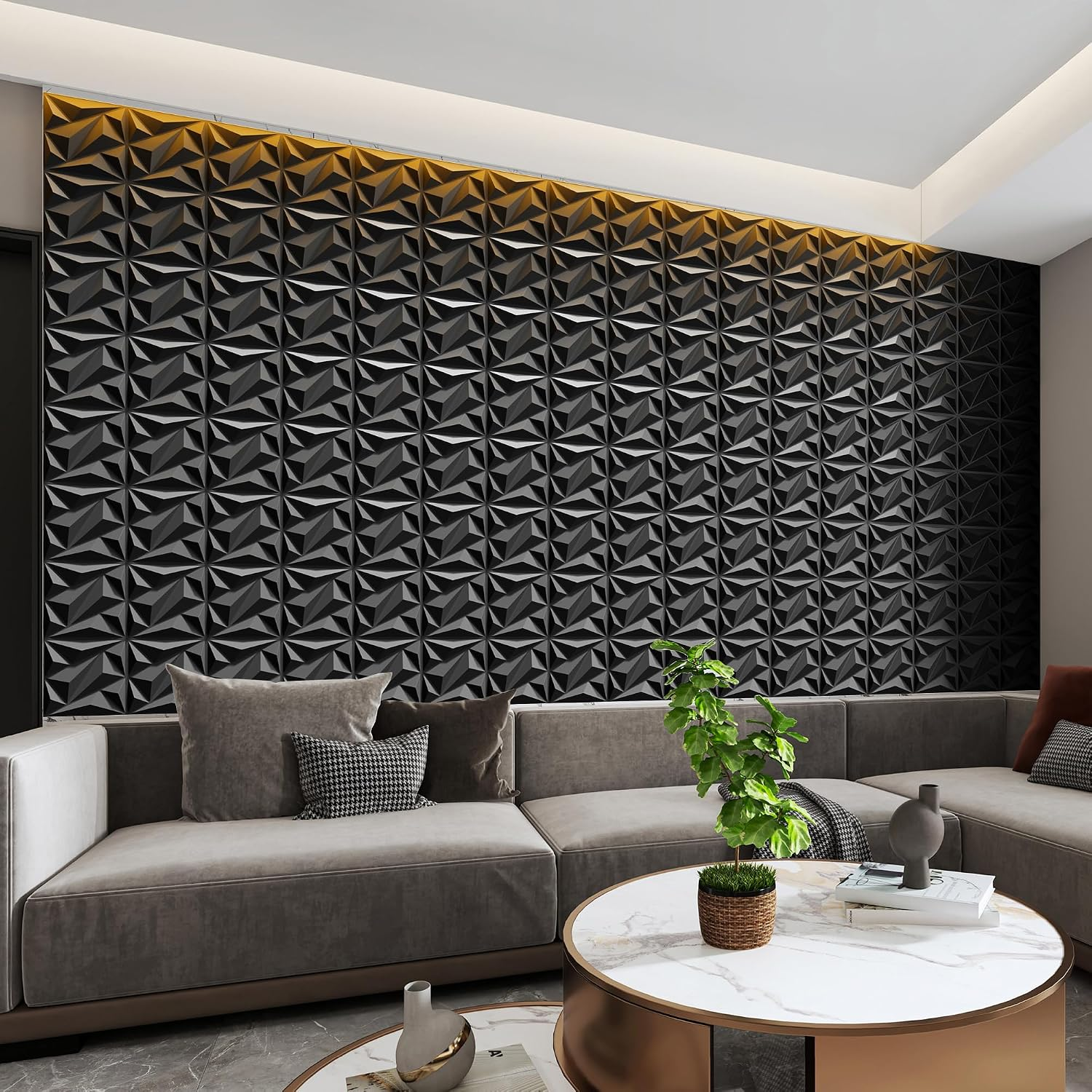 3D Wall Panels, Diamond Textured PVC Accent Wall Panels - Image 7