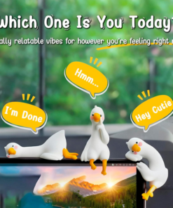 Alternative view of 3Pcs so Tired Lazy Duck Mini Desk Ornaments, Resin Goose Figurines for Computer Monitor & Car Dashboard Decor, Cute Office Accessories & Gifts, Funny Duck Statue for Home Vehicle Screen