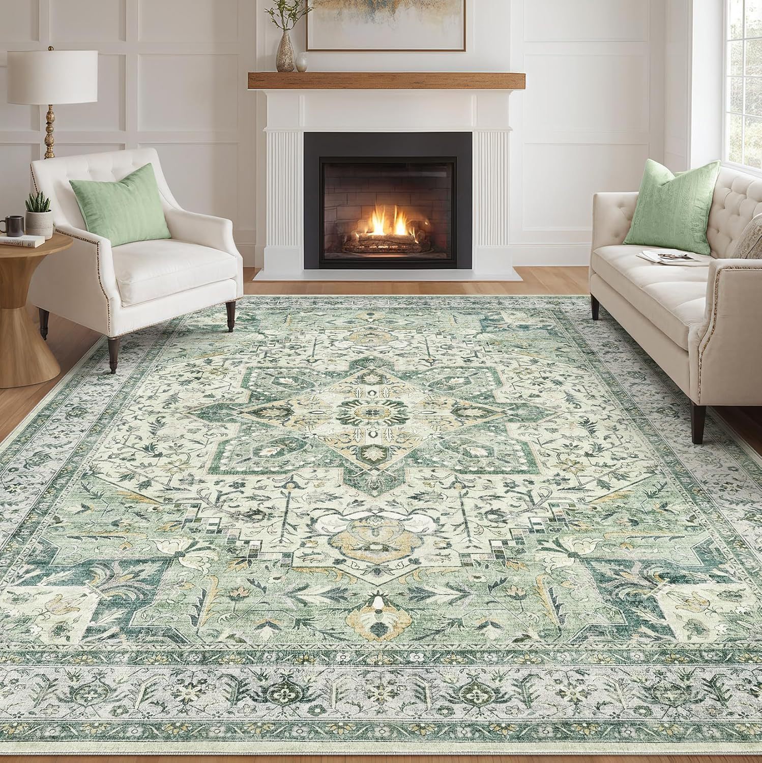 Persian-style Faux Cashmere Washable Floor Mat - Image 7